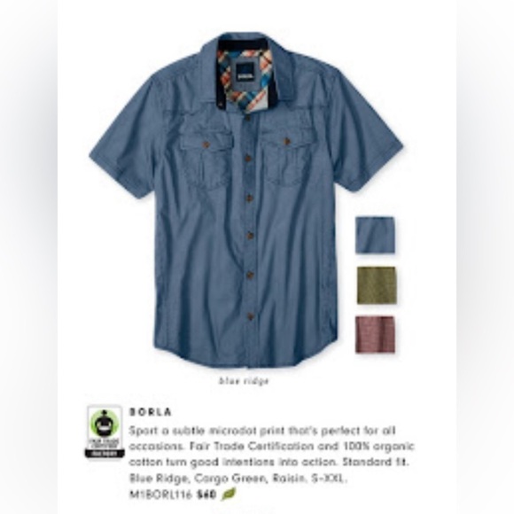 PRANA Broderick Short Sleeve Button Up Shirt Men's Med Organic Cotton Blue Ridge - Picture 3 of 11